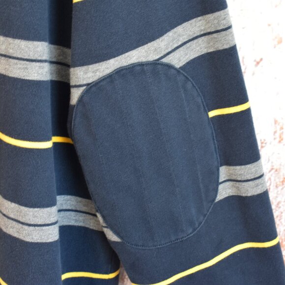 Men's Daniel Cremieux Rugby Shirt Padded Elbow Patches 2XT TALL Blue Striped - Picture 10 of 12